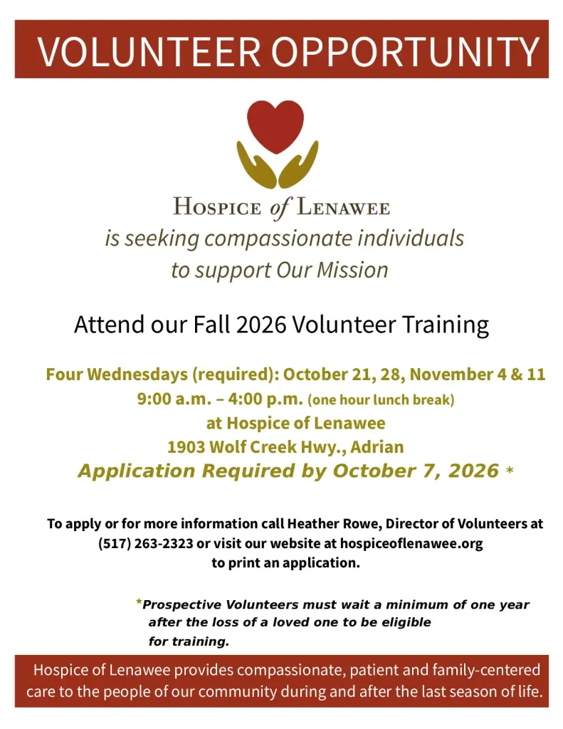 Event flyer: Fall 2026 Volunteer Training